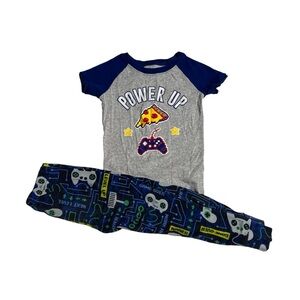 Kids 'Power Up' Pajama Set in Gray and Blue